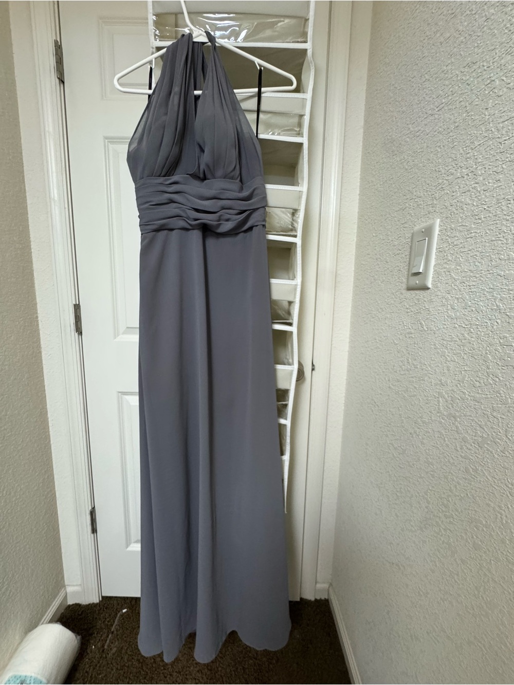 Wtoo Gray Halter Maxi Dress with Ruched Waist